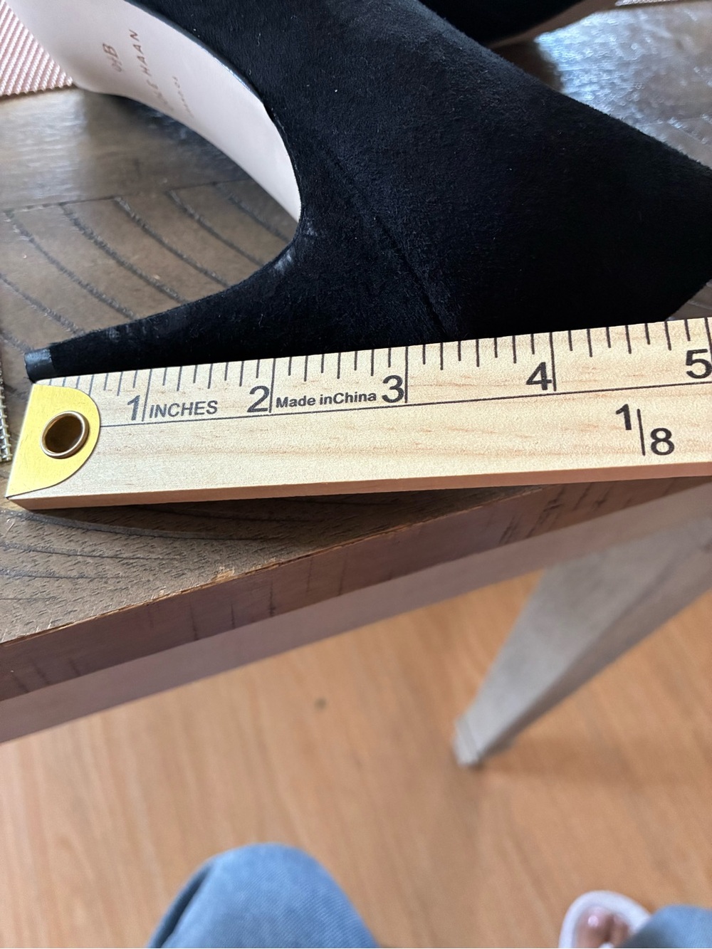 Cole Haan Black Suede Pointed Pump with V-Cut - Picture 11 of 12